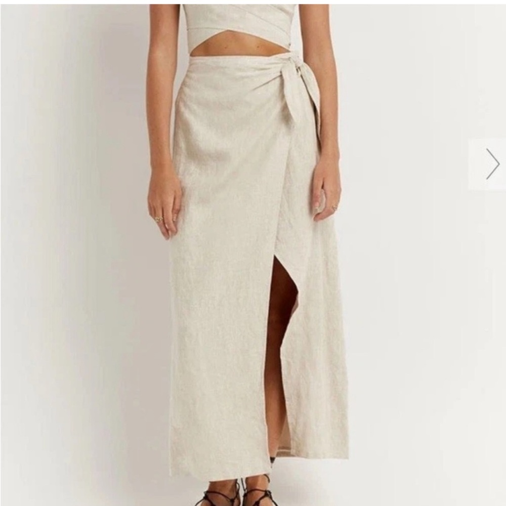 NWT Dissh hallie linen Wrap maxi Skirt beige size 8 #maxi skirt #linen